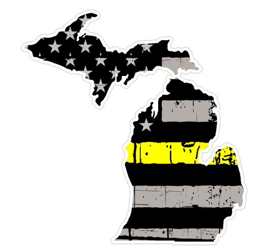 Michigan State (E23) Thin Yellow Line Dispatch Vinyl Decal Sticker Car/Truck Laptop/Netbook Window