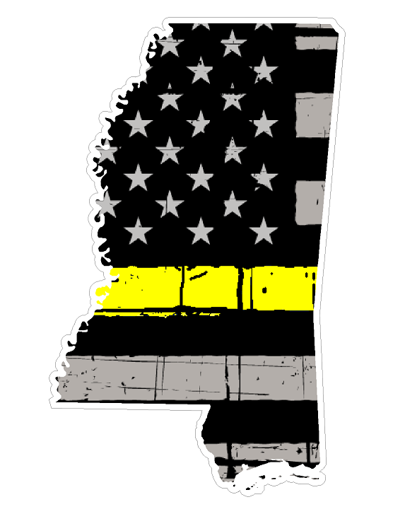 Mississippi State (E25) Thin Yellow Line Dispatch Vinyl Decal Sticker Car/Truck Laptop/Netbook Window