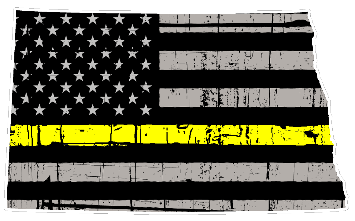 North Dakota State (E35) Thin Yellow Line Dispatch Vinyl Decal Sticker Car/Truck Laptop/Netbook Window