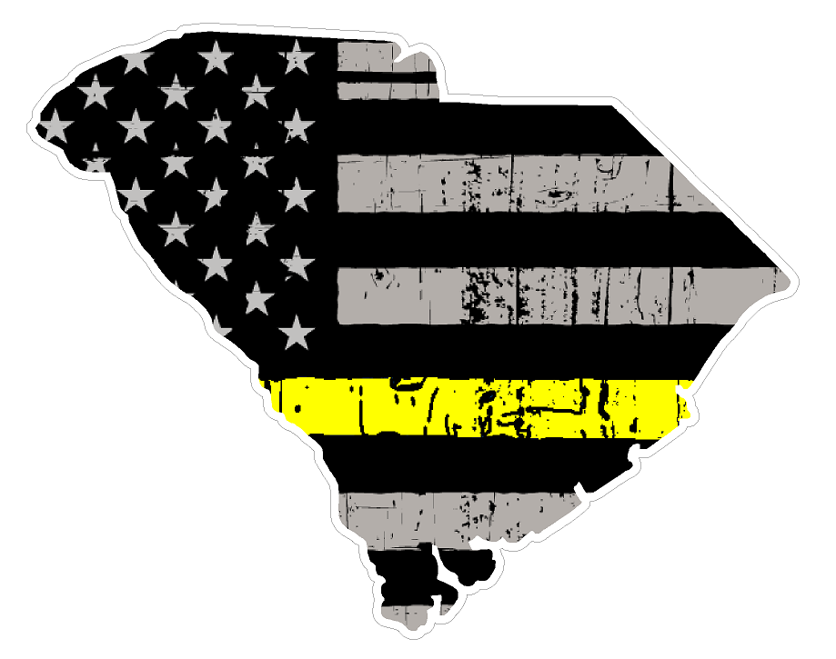 South Carolina State (E41) Thin Yellow Line Dispatch Vinyl Decal Sticker Car/Truck Laptop/Netbook Window