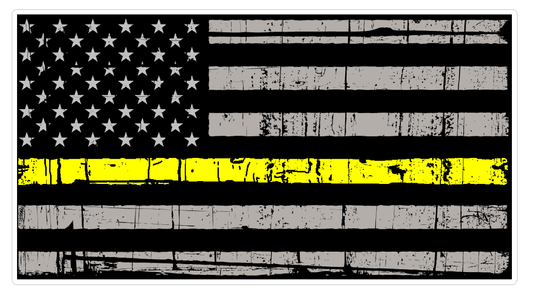 American Flag (E55) Thin Yellow Line Dispatch Vinyl Decal Sticker Distressed Car Laptop Window
