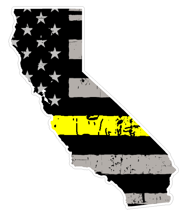 California State (E7) Thin Yellow Line Dispatch Vinyl Decal Sticker Car/Truck Laptop/Netbook Window