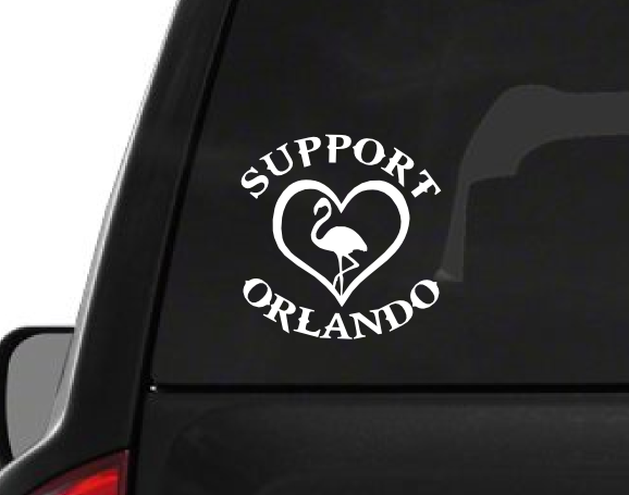 White Support Orlando Flamingo (F24) Vinyl Decal Sticker Car/Truck Laptop/Netbook Window