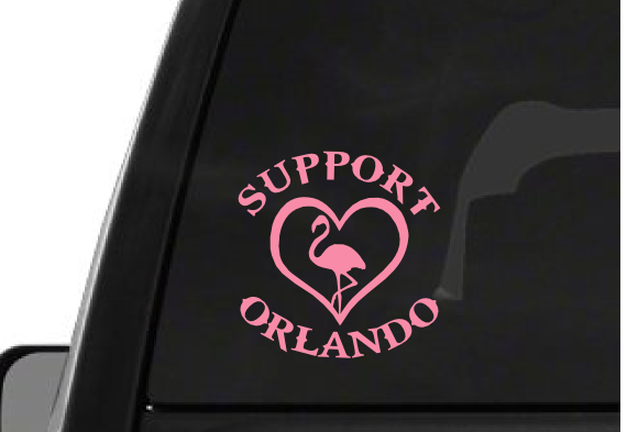 Pink Support Orlando Flamingo (F25) Vinyl Decal Sticker Car/Truck Laptop/Netbook Window