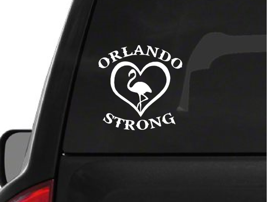 White Orlando Strong Flamingo (F26) Support Vinyl Decal Sticker Car/Truck Laptop/Netbook Window