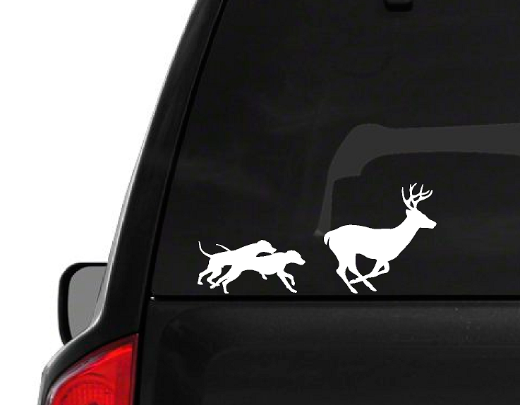 Dogs Running Deer (H10) Hunting Vinyl Decal Sticker Window
