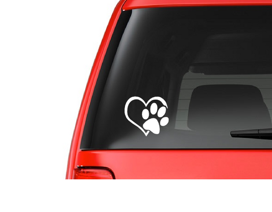 Heart Paw White (A21) Dog Cat Puppy Vinyl Decal Sticker Car/Truck Laptop/Netbook Window