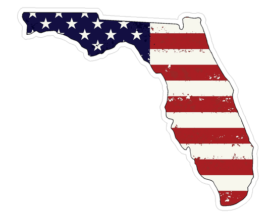 Florida State (J1) USA Flag Distressed Vinyl Decal Sticker Car/Truck Laptop/Netbook Window