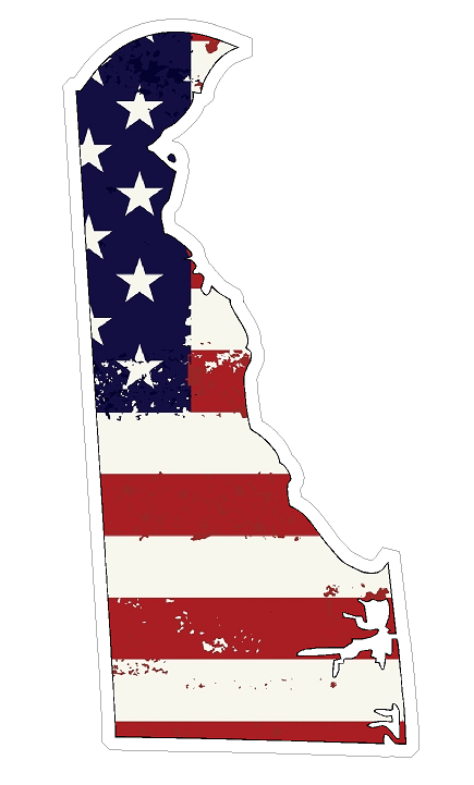 Delaware State (J10) USA Flag Distressed Vinyl Decal Sticker Car/Truck Laptop/Netbook Window