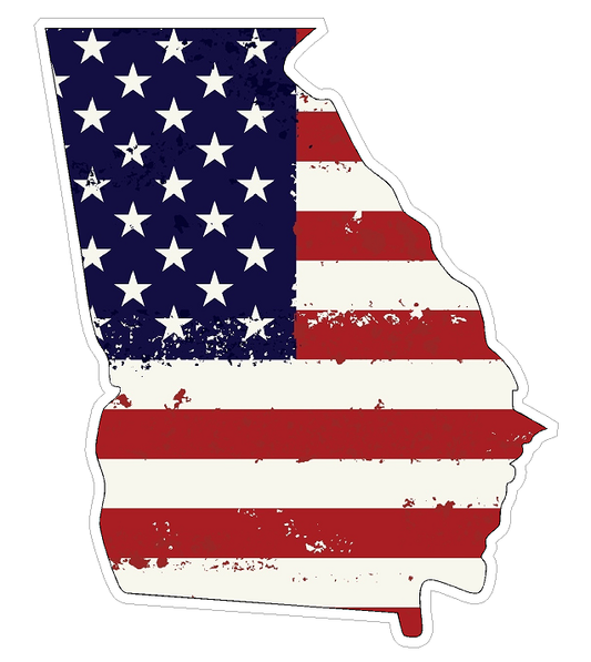 Georgia State (J11) USA Flag Distressed Vinyl Decal Sticker Car/Truck Laptop/Netbook Window