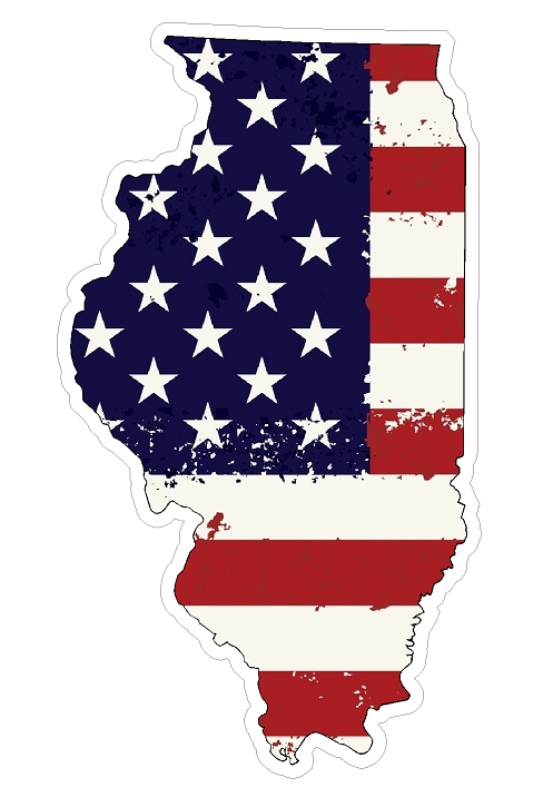 Illinois State (J14) USA Flag Distressed Vinyl Decal Sticker Car/Truck Laptop/Netbook Window
