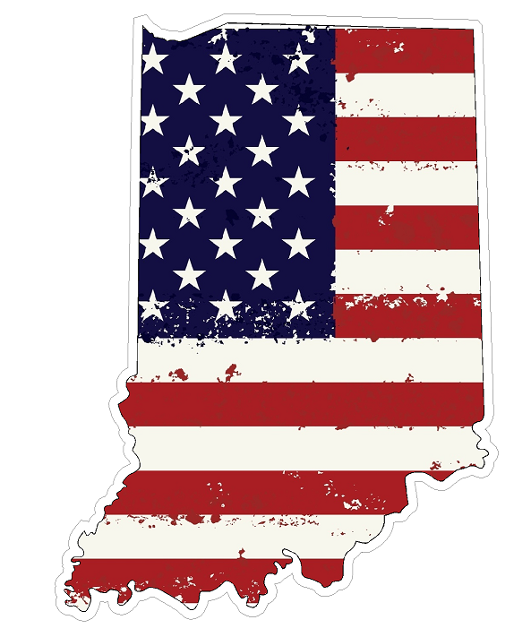 Indiana State (J15) USA Flag Distressed Vinyl Decal Sticker Car/Truck Laptop/Netbook Window