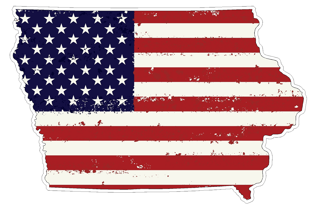 Iowa State (J16) USA Flag Distressed Vinyl Decal Sticker Car/Truck Laptop/Netbook Window