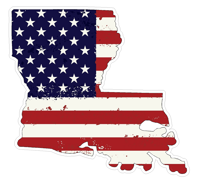 Louisiana State (J19) USA Flag Distressed Vinyl Decal Sticker Car/Truck Laptop/Netbook Window
