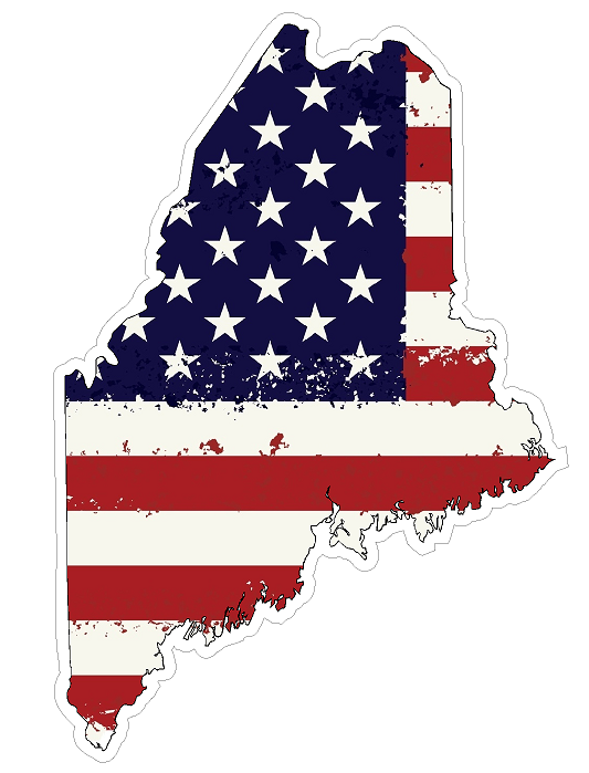 Maine State (J20) USA Flag Distressed Vinyl Decal Sticker Car/Truck Laptop/Netbook Window