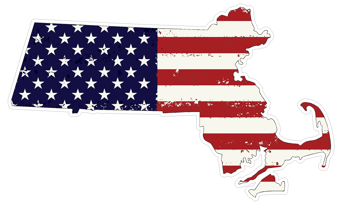Massachusetts State (J22) USA Flag Distressed Vinyl Decal Sticker Car/Truck Laptop/Netbook Window