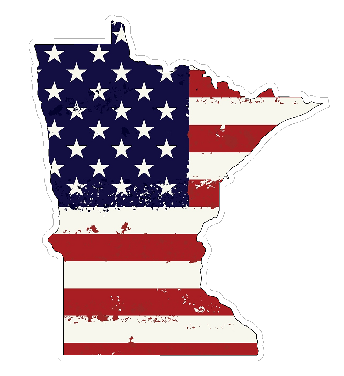 Minnesota State (J24) USA Flag Distressed Vinyl Decal Sticker Car/Truck Laptop/Netbook Window