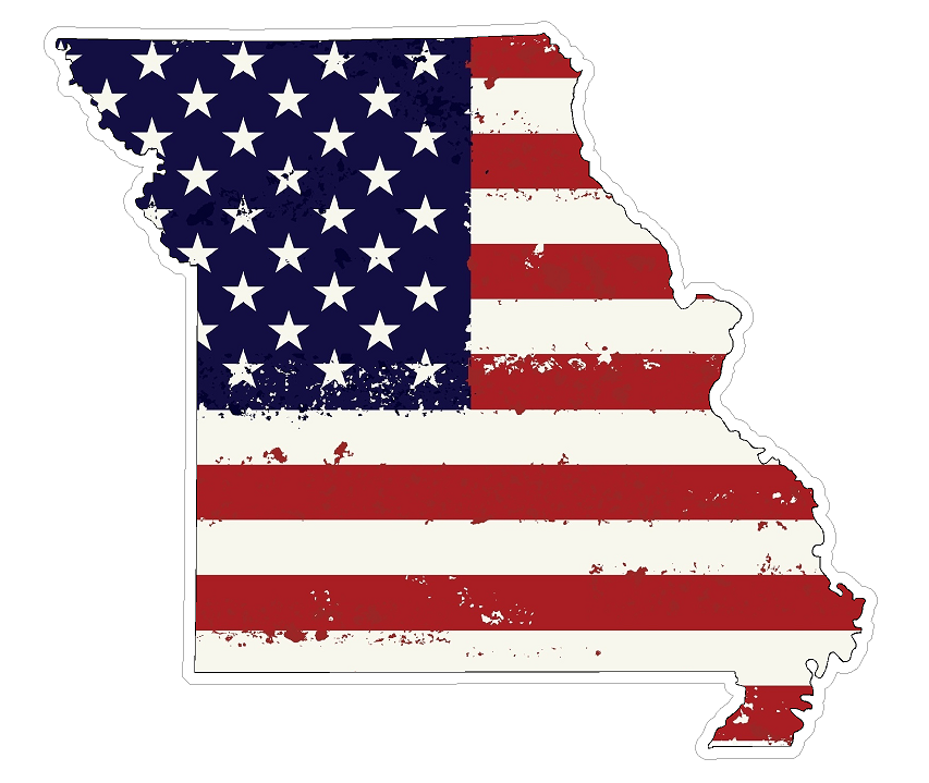 Missouri State (J26) USA Flag Distressed Vinyl Decal Sticker Car/Truck Laptop/Netbook Window