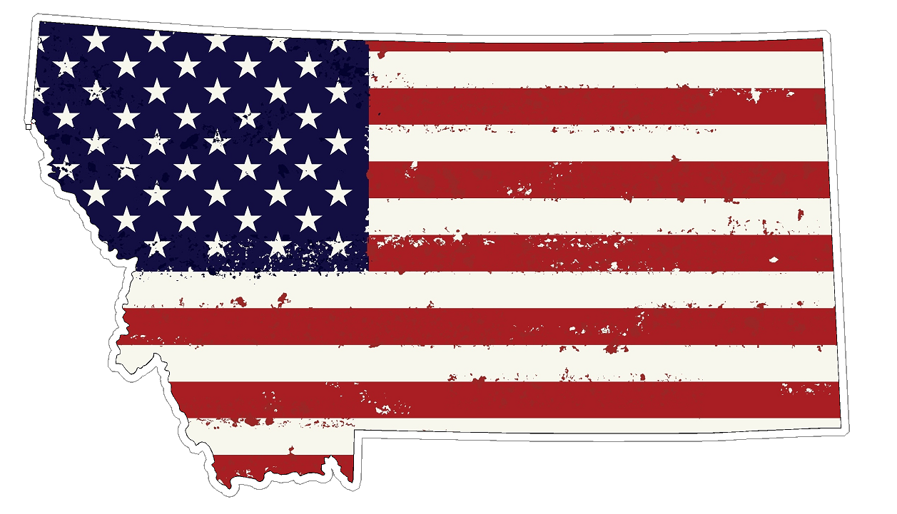 Montana State (J27) USA Flag Distressed Vinyl Decal Sticker Car/Truck Laptop/Netbook Window