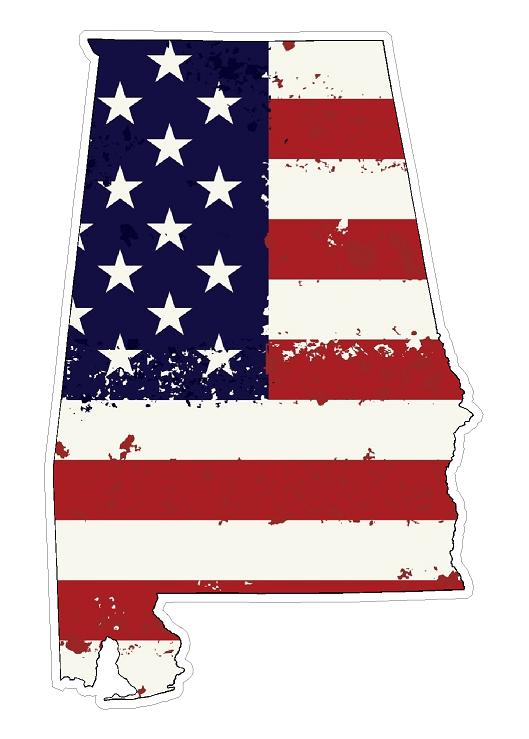 Alabama State (J3) USA Flag Distressed Vinyl Decal Sticker Car/Truck Laptop/Netbook Window