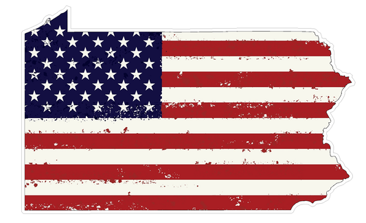 Pennsylvania State (J39) USA Flag Distressed Vinyl Decal Sticker Car/Truck Laptop/Netbook Window