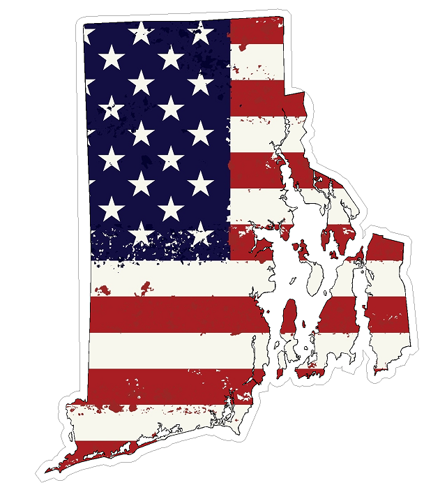 Rhode Island State (J40) USA Flag Distressed Vinyl Decal Sticker Car/Truck Laptop/Netbook Window