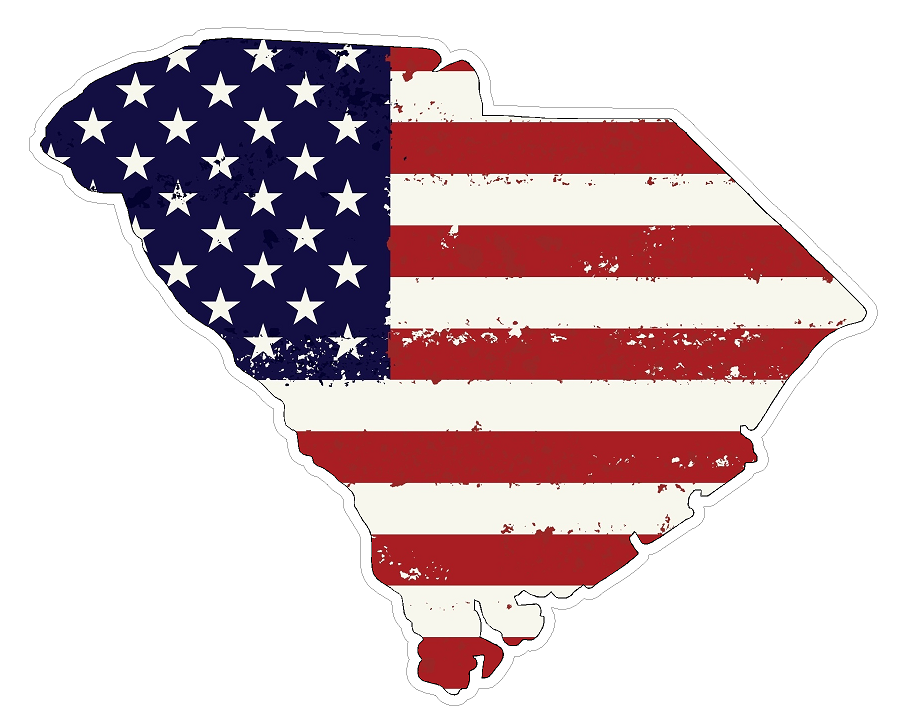 South Carolina State (J41) USA Flag Distressed Vinyl Decal Sticker Car/Truck Laptop/Netbook Window