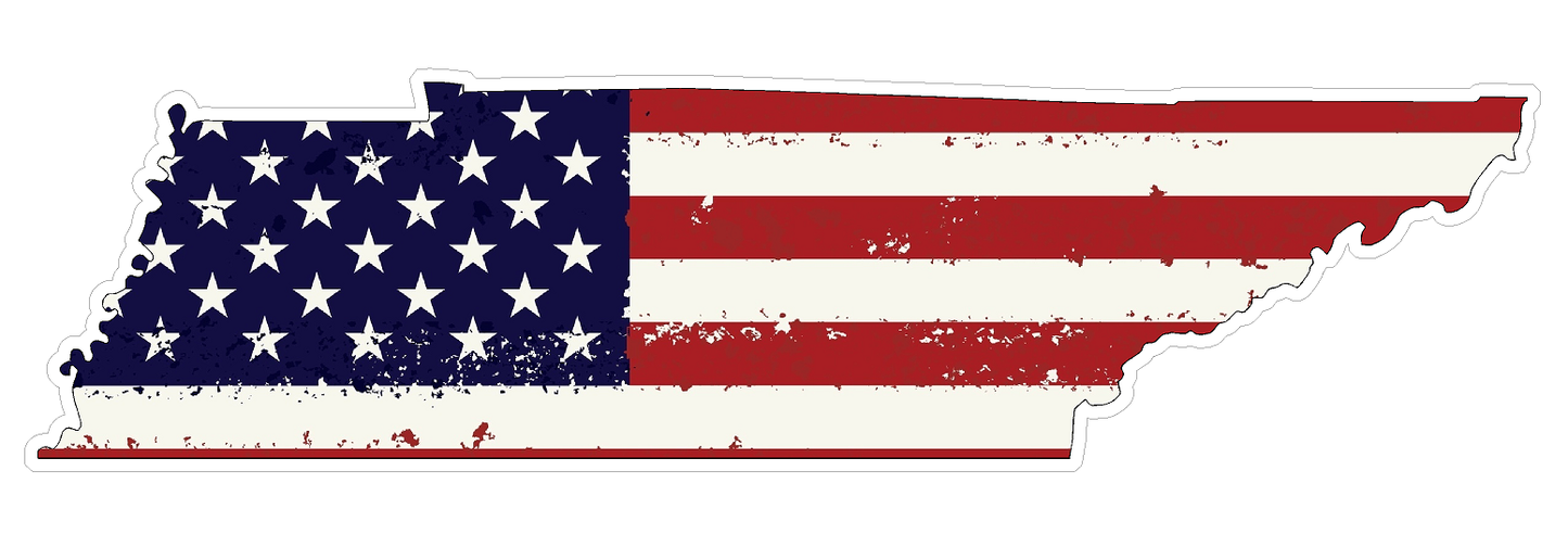 Tennessee State (J43) USA Flag Distressed Vinyl Decal Sticker Car/Truck Laptop/Netbook Window