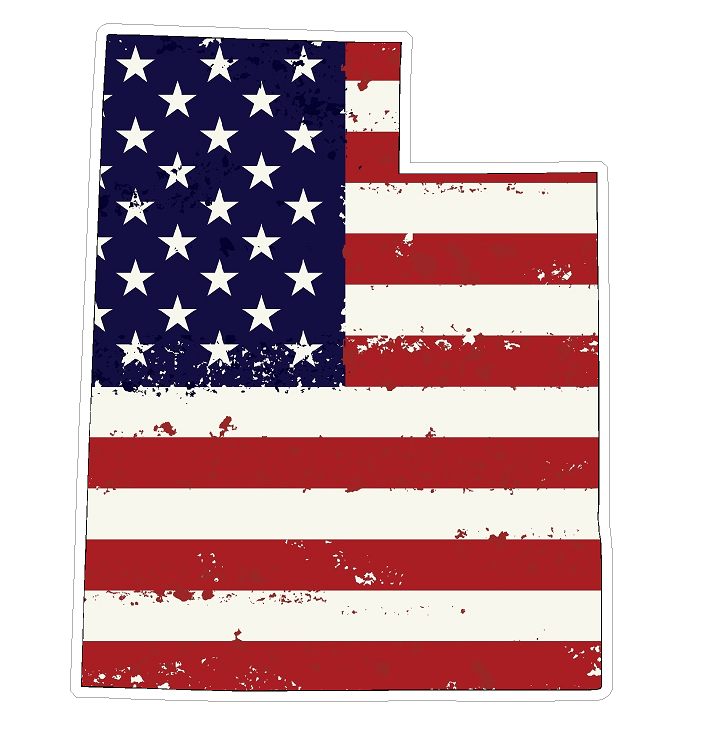 Utah State (J44) USA Flag Distressed Vinyl Decal Sticker Car/Truck Laptop/Netbook Window