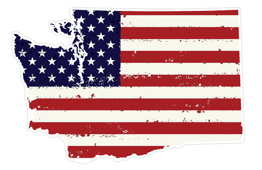 Washington State (J47) USA Flag Distressed Vinyl Decal Sticker Car/Truck Laptop/Netbook Window