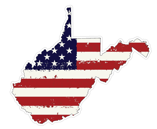 West Virginia State (J48) USA Flag Distressed Vinyl Decal Sticker Car/Truck Laptop/Netbook Window