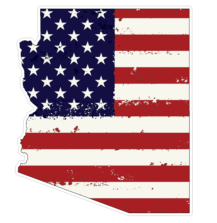 Arizona State (J5) USA Flag Distressed Vinyl Decal Sticker Car/Truck Laptop/Netbook Window