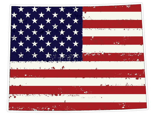 Wyoming State (J50) USA Flag Distressed Vinyl Decal Sticker Car/Truck Laptop/Netbook Window