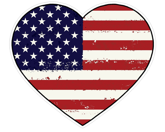 Heart Shape (J53) USA Flag Distressed Vinyl Decal Sticker Love Car Laptop/Netbook Window