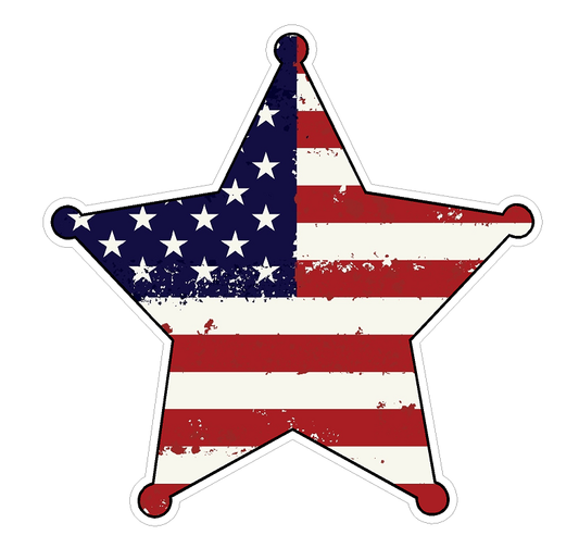 Badge Shape (J54) USA Flag Distressed Vinyl Decal Sticker Car Laptop/Netbook Window