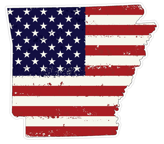 Arkansas State (J6) USA Flag Distressed Vinyl Decal Sticker Car/Truck Laptop/Netbook Window