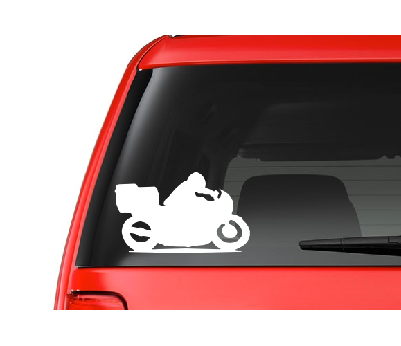 Motorcycle with Rider (M2) Vinyl Decal Sticker Car/Truck Laptop/Netbook Window