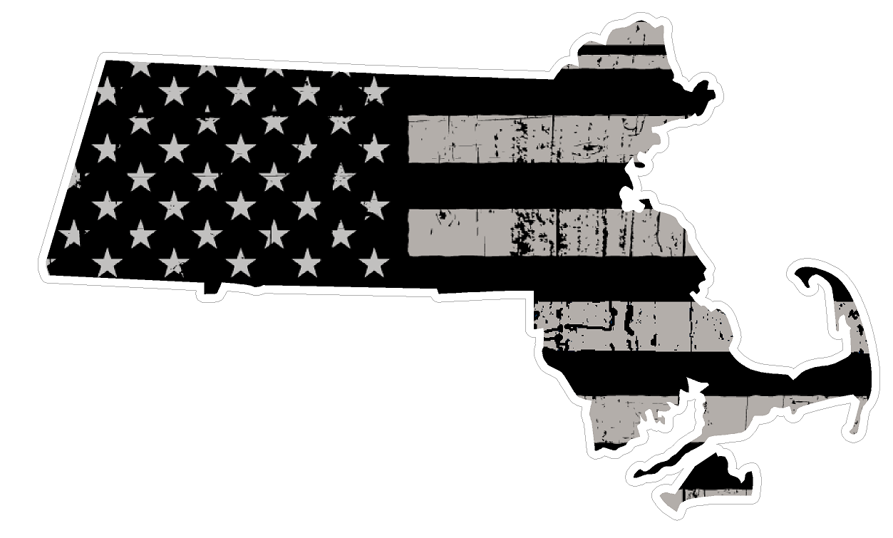Massachusetts State (N22) Distressed Flag Vinyl Decal Sticker Car/Truck Laptop/Netbook Window