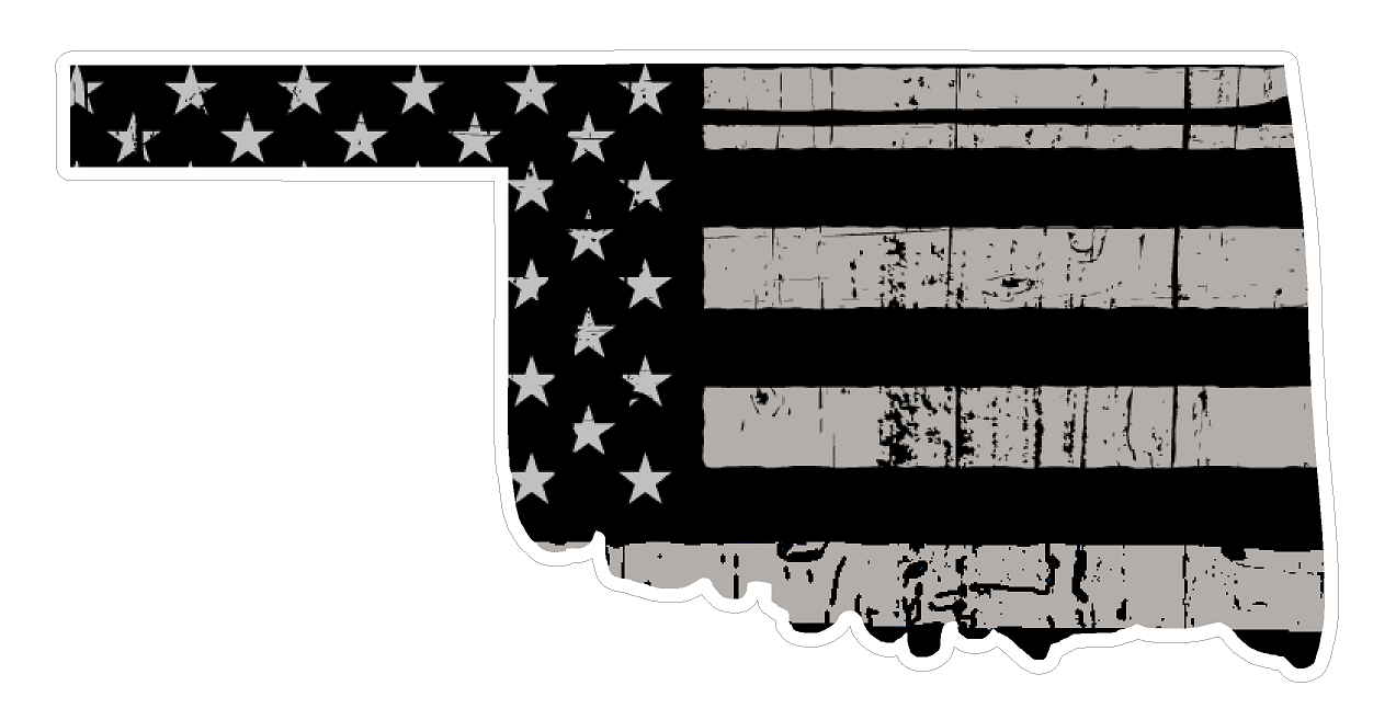 Oklahoma State (N37) Distressed Flag Vinyl Decal Sticker Car/Truck Laptop/Netbook Window