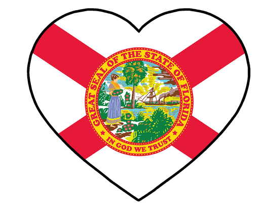 Florida State (P1) Heart Flag Vinyl Decal Sticker Car/Truck Laptop/Netbook Window