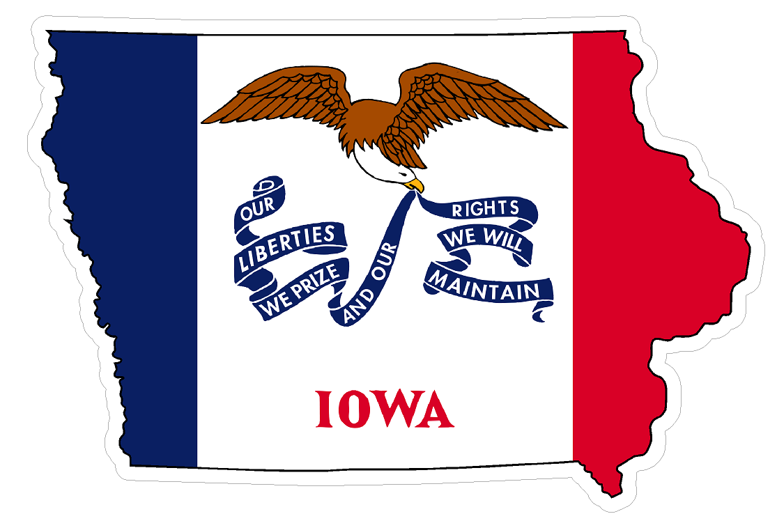Iowa State (Q16) Shape Flag Vinyl Decal Sticker Car/Truck Laptop/Netbook Window