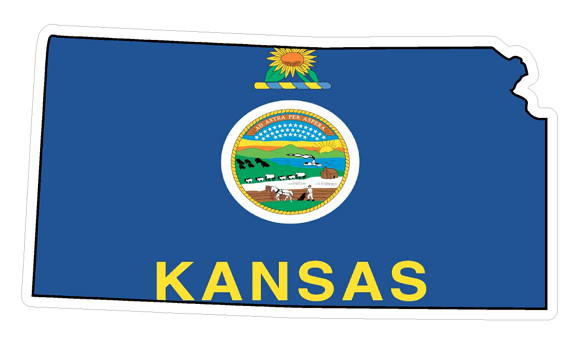 Kansas State (Q17) Shape Flag Vinyl Decal Sticker Car/Truck Laptop/Netbook Window