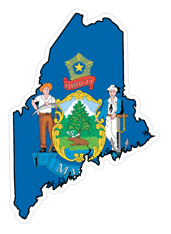 Maine State (Q20) Shape Flag Vinyl Decal Sticker Car/Truck Laptop/Netbook Window