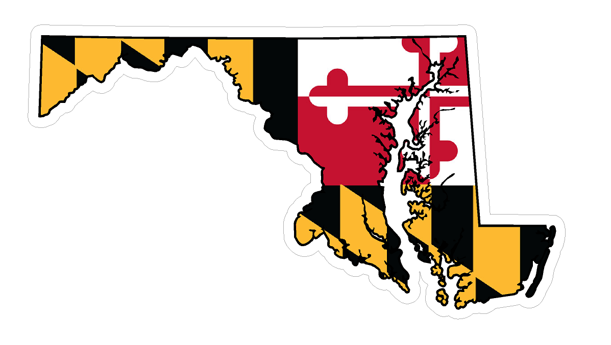 Maryland State (Q21) Shape Flag Vinyl Decal Sticker Car/Truck Laptop/Netbook Window