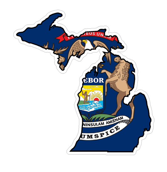 Michigan State (Q23) Shape Flag Vinyl Decal Sticker Car/Truck Laptop/Netbook Window