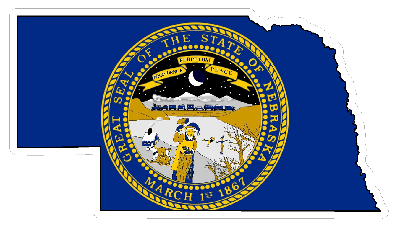 Nebraska State (Q28) Shape Flag Vinyl Decal Sticker Car/Truck Laptop/Netbook Window