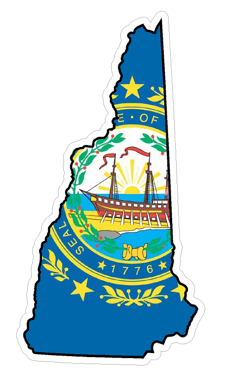 New Hampshire State (Q30) Shape Flag Vinyl Decal Sticker Car/Truck Laptop/Netbook Window
