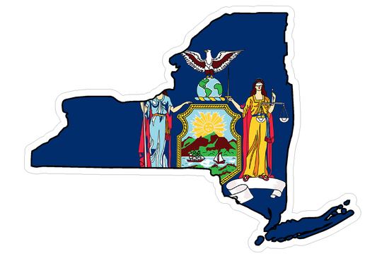 New York State (Q33) Shape Flag Vinyl Decal Sticker Car/Truck Laptop/Netbook Window
