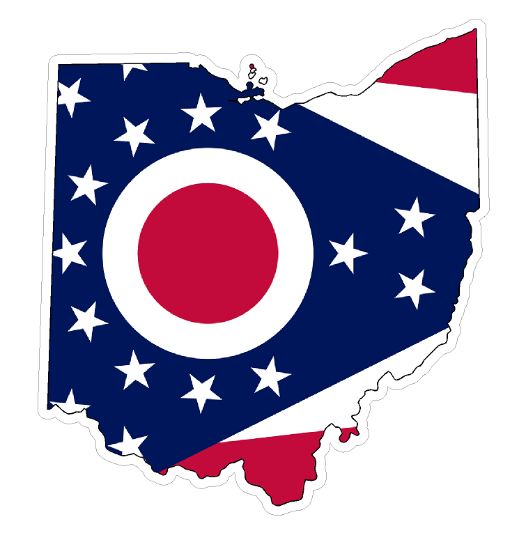 Ohio State (Q36) Shape Flag Vinyl Decal Sticker Car/Truck Laptop/Netbook Window