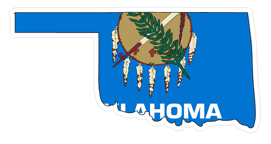 Oklahoma State (Q37) Shape Flag Vinyl Decal Sticker Car/Truck Laptop/Netbook Window